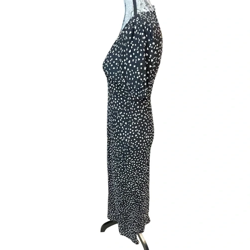 a new day Black and White heart pattern Midi Dress - Picture 2 of 7